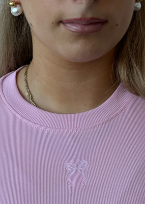 Brunette the Label Embroidered Bow Baby Tee