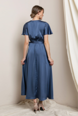 Soieblu Lexi Satin Midi Dress in French Blue