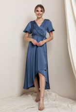 Soieblu Lexi Satin Midi Dress in French Blue