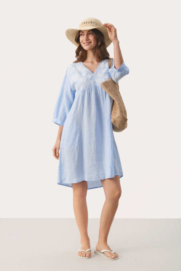 ■JJ JIGOTT(JJジゴット)Floral Embroidery Tulip Sleeve Dress EMBROIDERED SHORT-SLEEVE DRESS | JJill