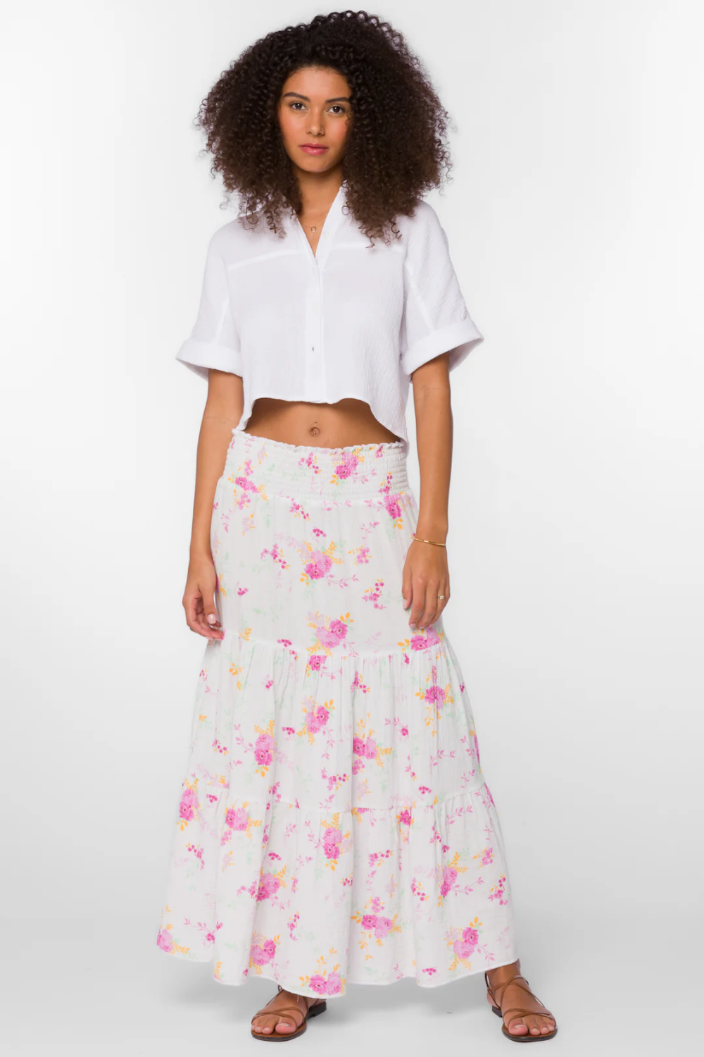 Irene Pink Summer Roses Maxi Skirt - Adorn Boutique Irene Pink Summer Roses Maxi Skirt - Adorn Boutique