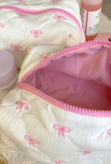 Colorful Natalie Pink Bows Embroidered Makeup Bag