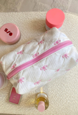 Colorful Natalie Pink Bows Embroidered Makeup Bag