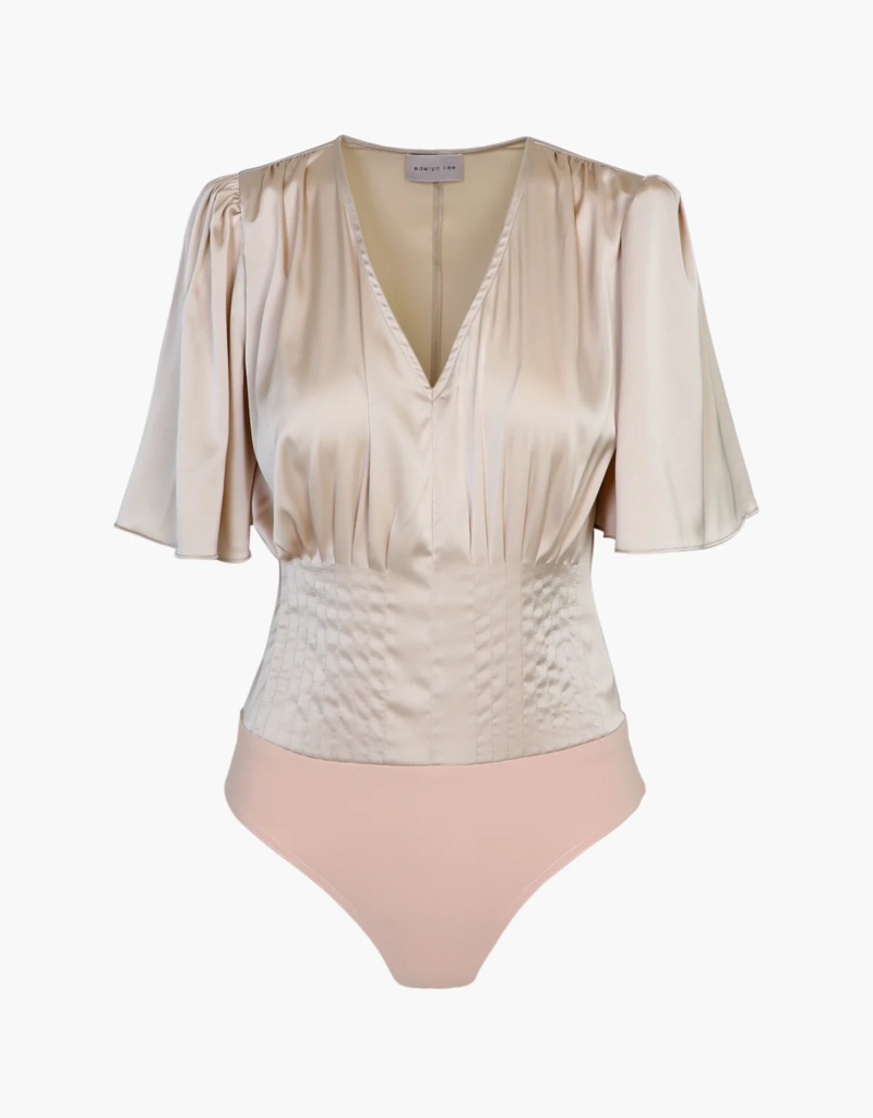 Adelyn Rae Johanna Short Sleeve Pintucked Bodysuit (FINAL SALE)
