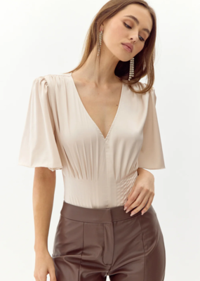 Adelyn Rae Johanna Short Sleeve Pintucked Bodysuit
