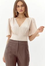 Adelyn Rae Johanna Short Sleeve Pintucked Bodysuit (FINAL SALE)