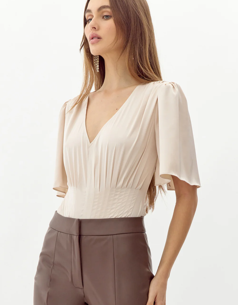 Adelyn Rae Johanna Short Sleeve Pintucked Bodysuit (FINAL SALE)