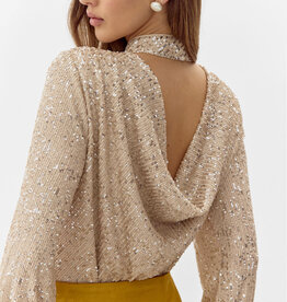 Adelyn Rae Cara High Neck Sequin Blouse *Only One Left - XXL*