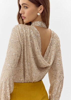 Adelyn Rae Cara High Neck Sequin Blouse *Only One Left - XXL*