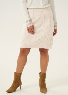 Cream Dela Short Cable Knit Skirt