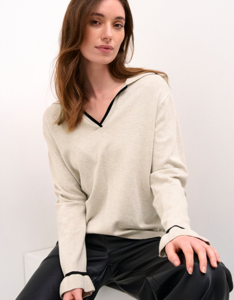 Cream Villea Knit Polo Shirt