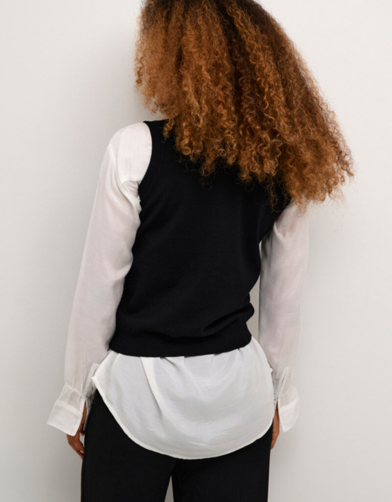 Cream Villea Mock Neck Vest