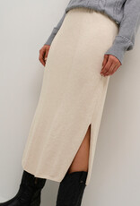 Cream Dela Long Rib Knit Skirt