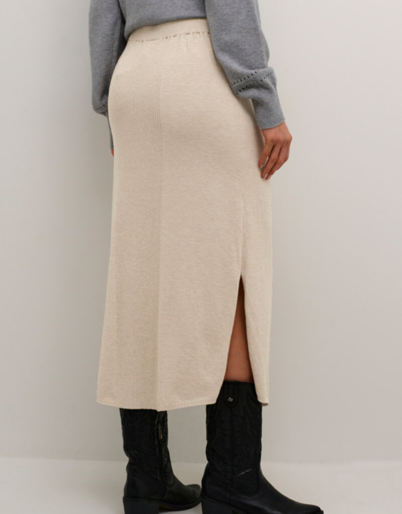 Cream Dela Long Rib Knit Skirt