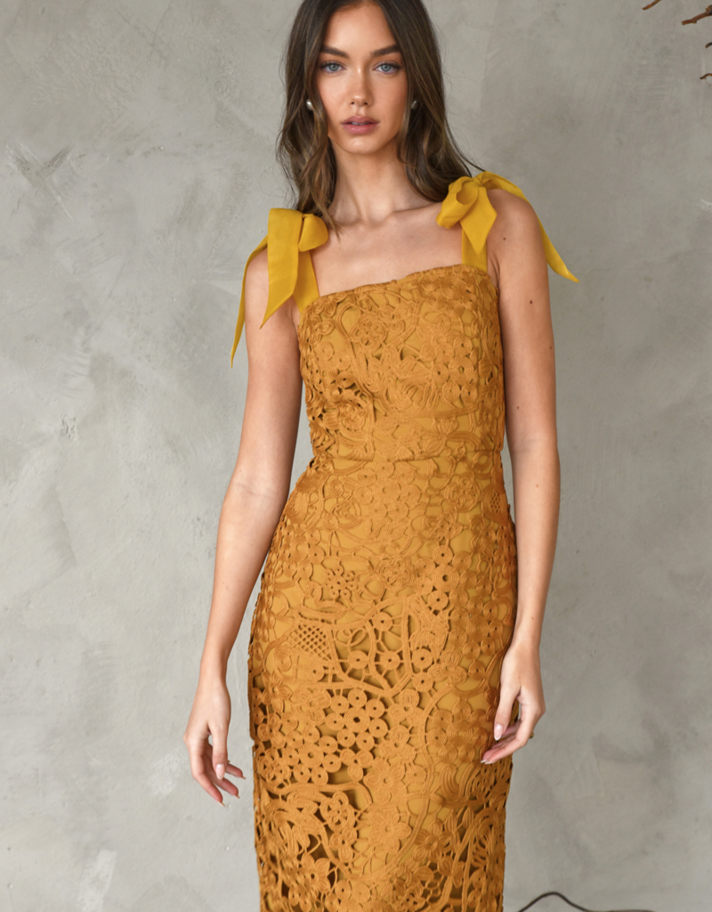 Adelyn Rae Frankie Tie Shoulder Crochet Lace Dress