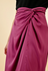 Molly Bracken Winslet Satin Knot Slit Skirt