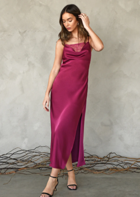 Adelyn Rae Serena Lace Cowl Neck Slip Dress