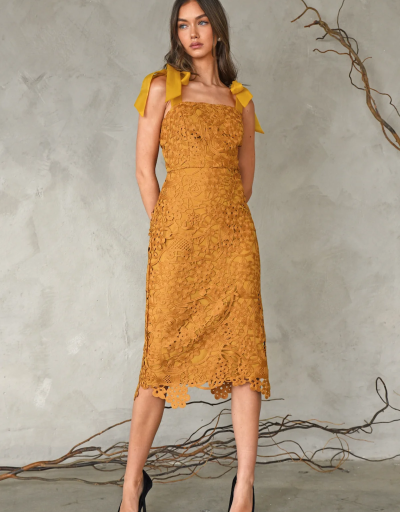 Adelyn Rae Frankie Tie Shoulder Crochet Lace Dress