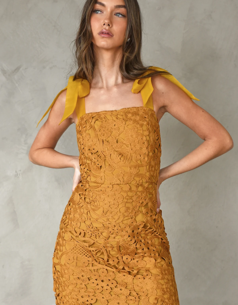 Adelyn Rae Frankie Tie Shoulder Crochet Lace Dress