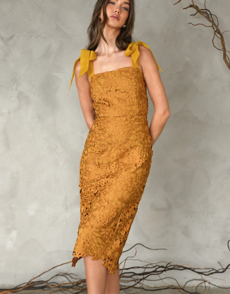 Adelyn Rae Frankie Tie Shoulder Crochet Lace Dress
