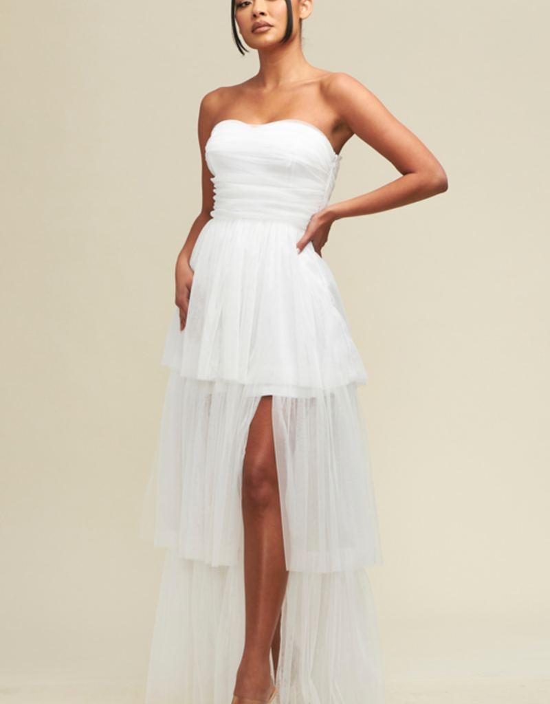 Luxxel Lara Tiered Tulle Maxi Dress