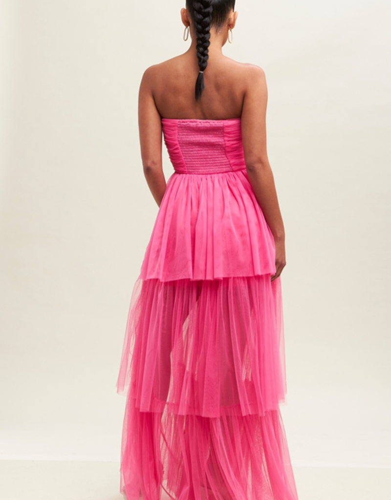 Luxxel Lara Tiered Tulle Maxi Dress