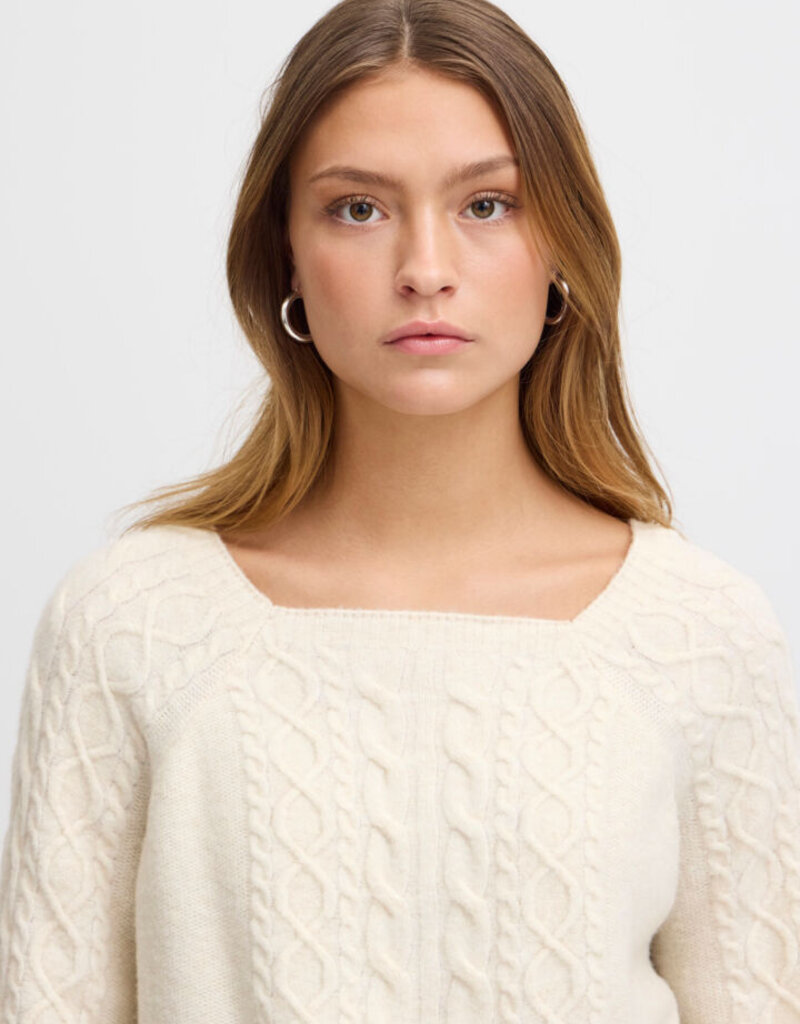 ICHI Liyanna Cable Knit Pullover
