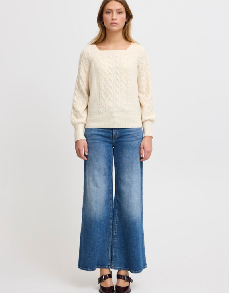 ICHI Liyanna Cable Knit Pullover