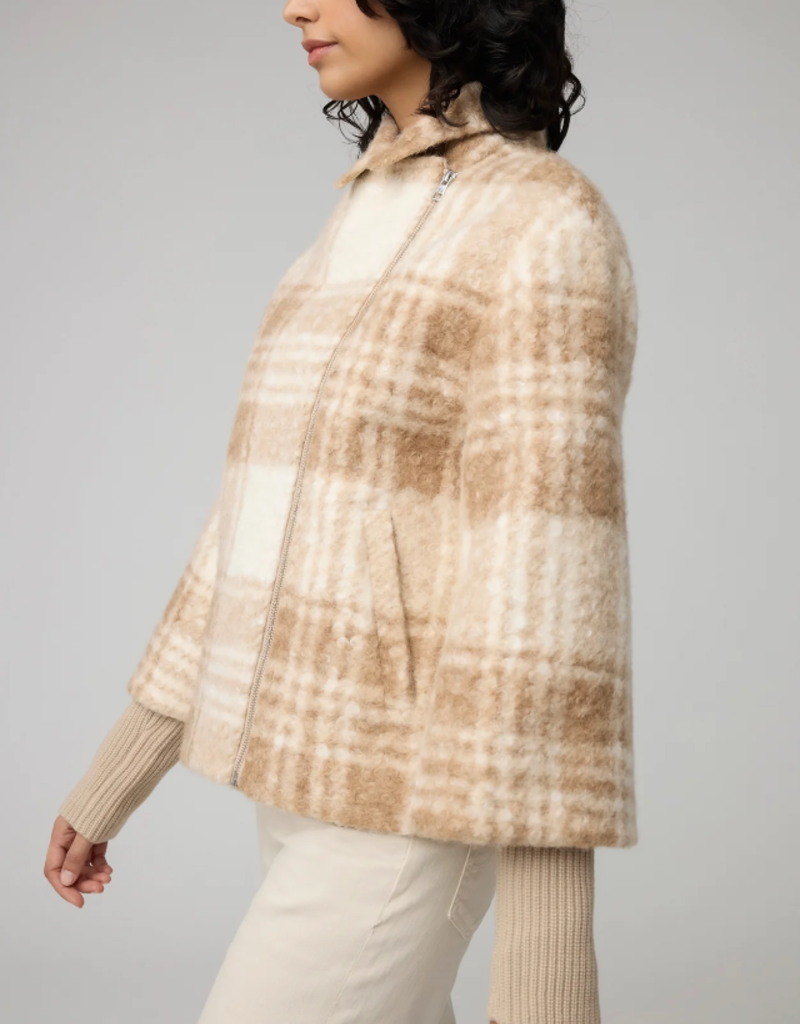 Soia and Kyo Pauline Relaxed-Fit Plaid Jacket With Biker Collar