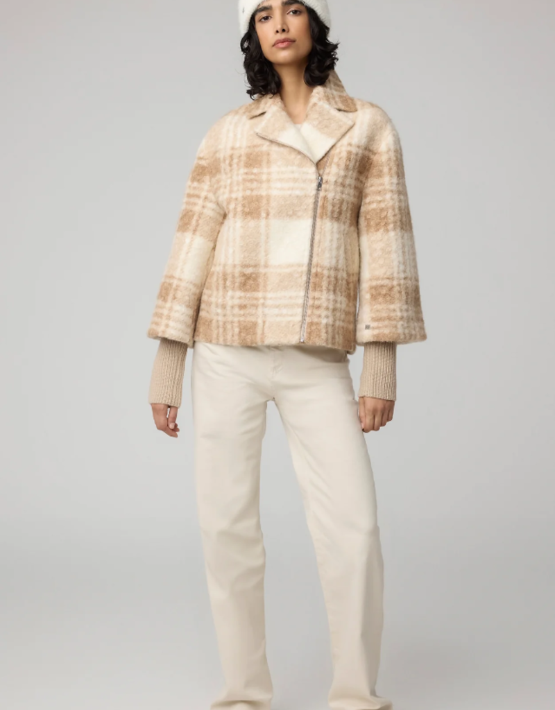 Soia and Kyo Pauline Relaxed-Fit Plaid Jacket With Biker Collar
