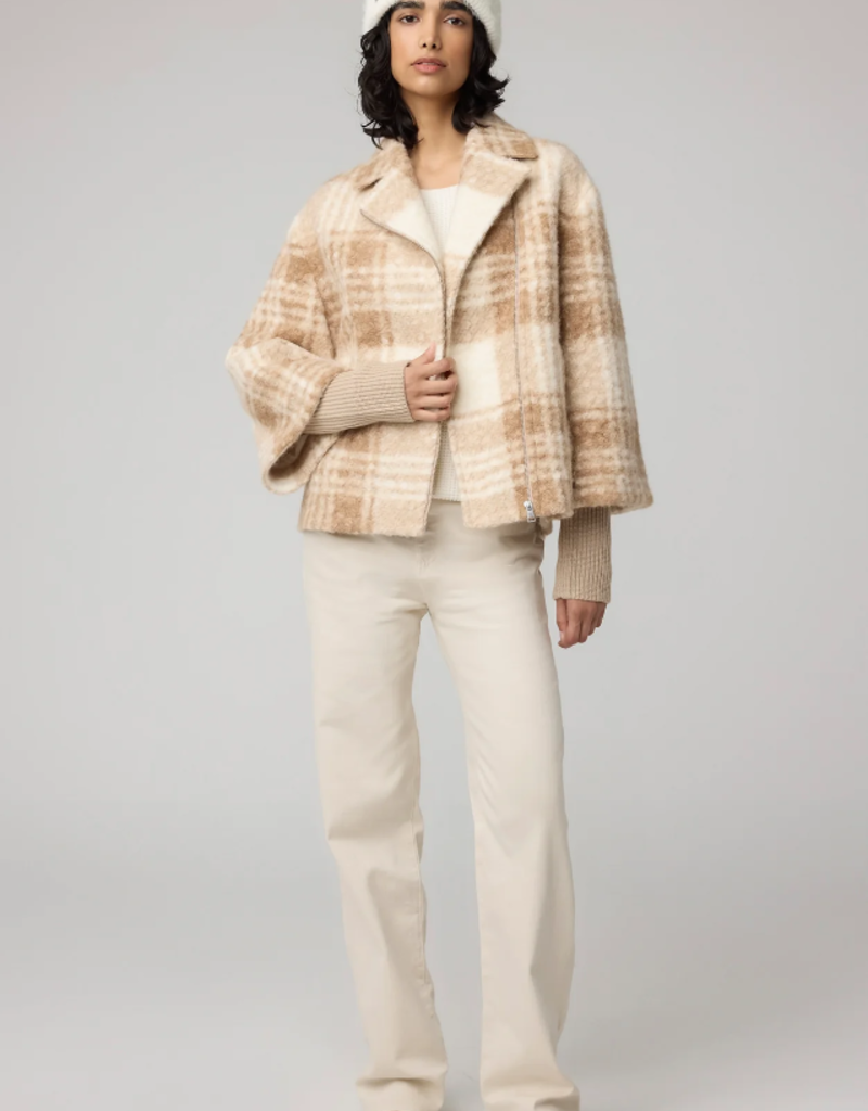 Soia and Kyo Pauline Relaxed-Fit Plaid Jacket With Biker Collar