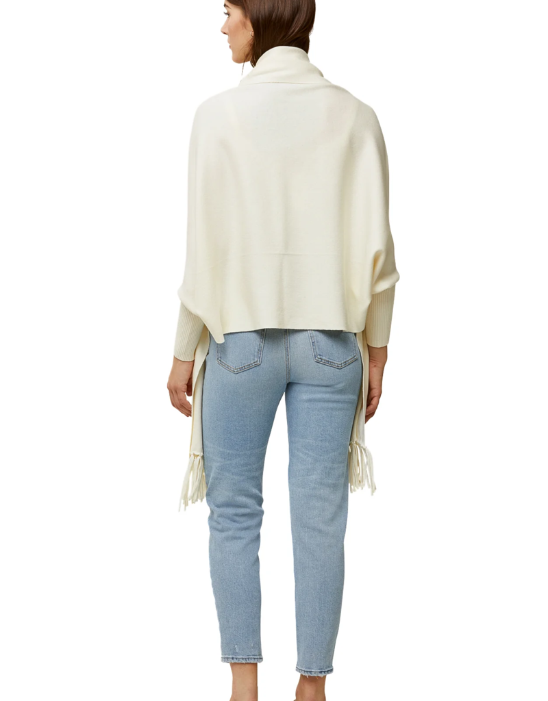 Soia and Kyo Miku Knit Scarf Cardigan in Ivory Mist