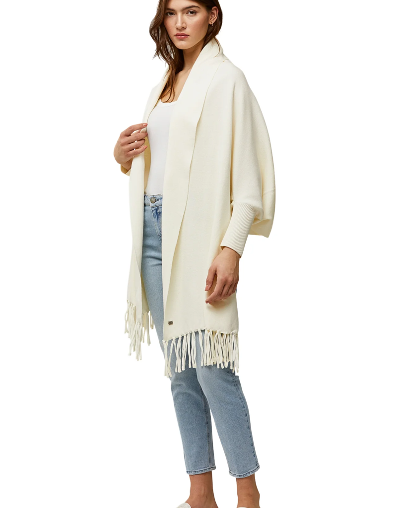 Soia and Kyo Miku Knit Scarf Cardigan in Ivory Mist