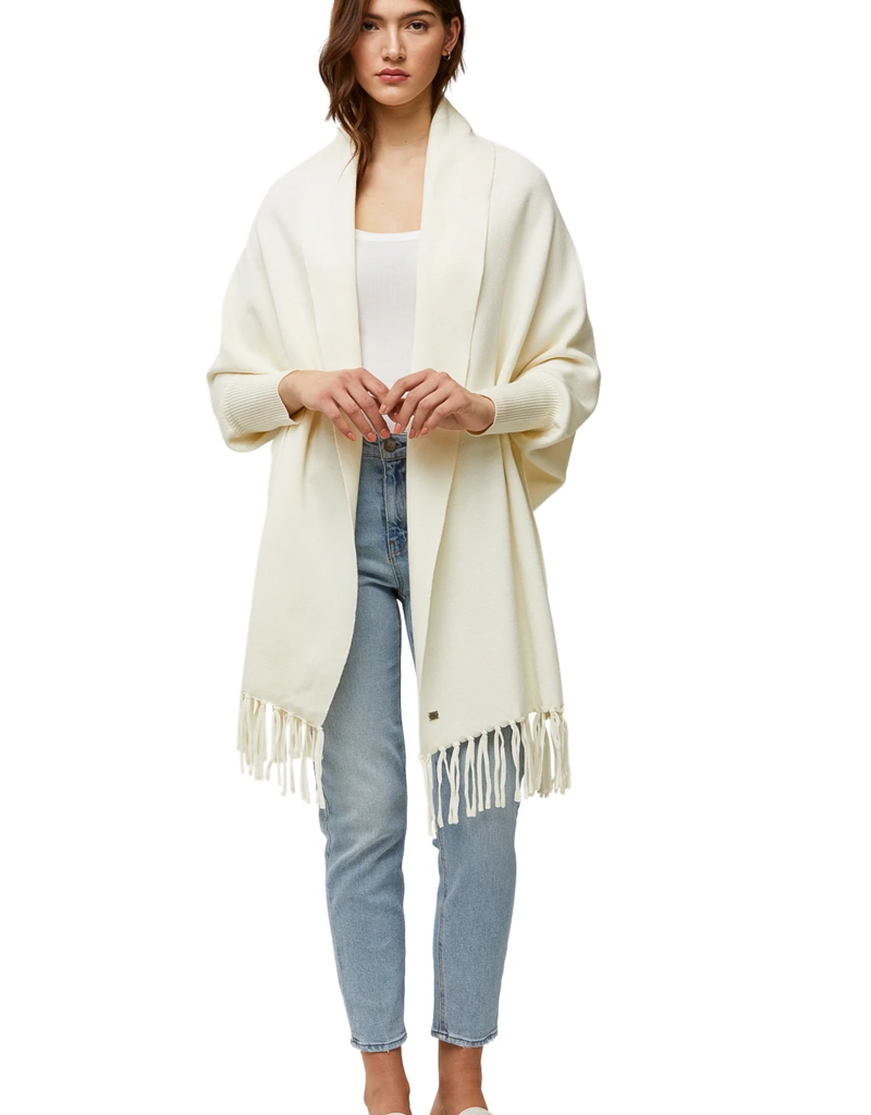Soia and Kyo Miku Knit Scarf Cardigan in Ivory Mist