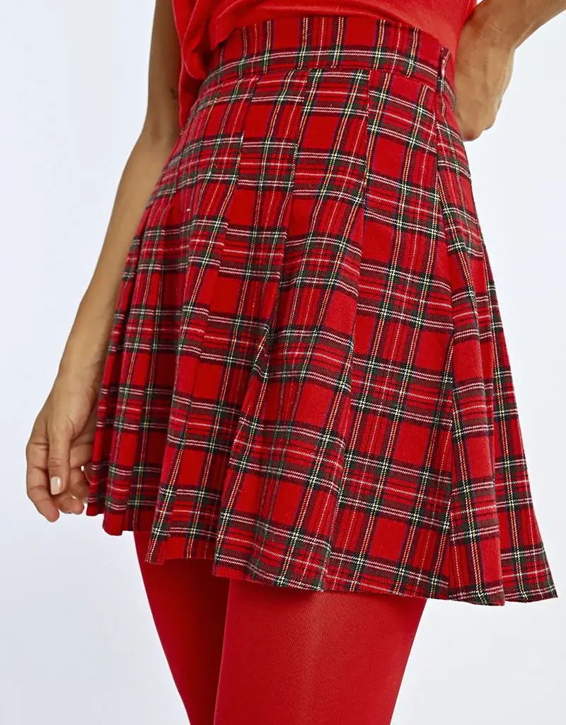 Molly Bracken Cassandra Pleated Checked Mini Skirt
