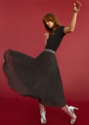 Molly Bracken Joanna Pleated Skirt With Silver Dots