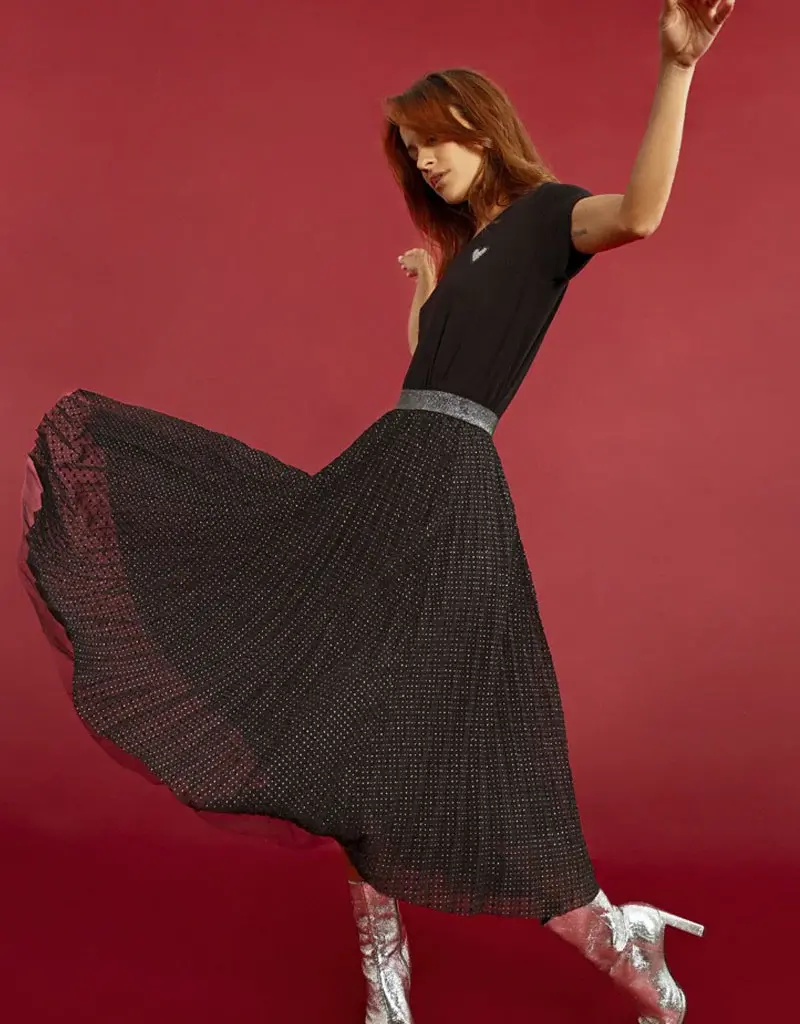 Molly Bracken Joanna Pleated Skirt With Silver Dots