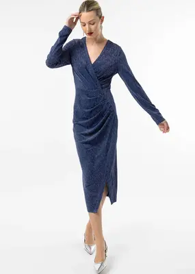 Angel Eye Circinus Surplice Dress in Navy Shimmer