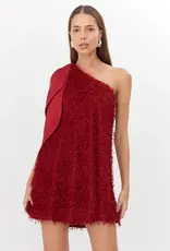 Adelyn Rae Elisha One Shoulder Fringe Mini Dress
