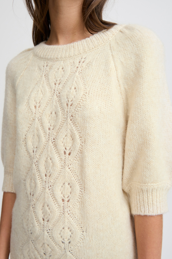 トップス dependoll dd wolf knit sweater white White cable-knit V-neck sweater | Princess Goes Hollywood