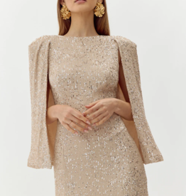 Adelyn Rae Maddy Sequin Bodycon Cape Dress