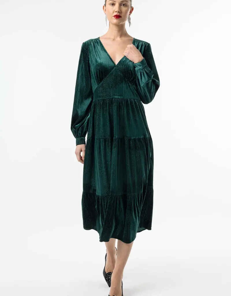 Angel Eye Cigar Tiered Sparkle Velvet Midi