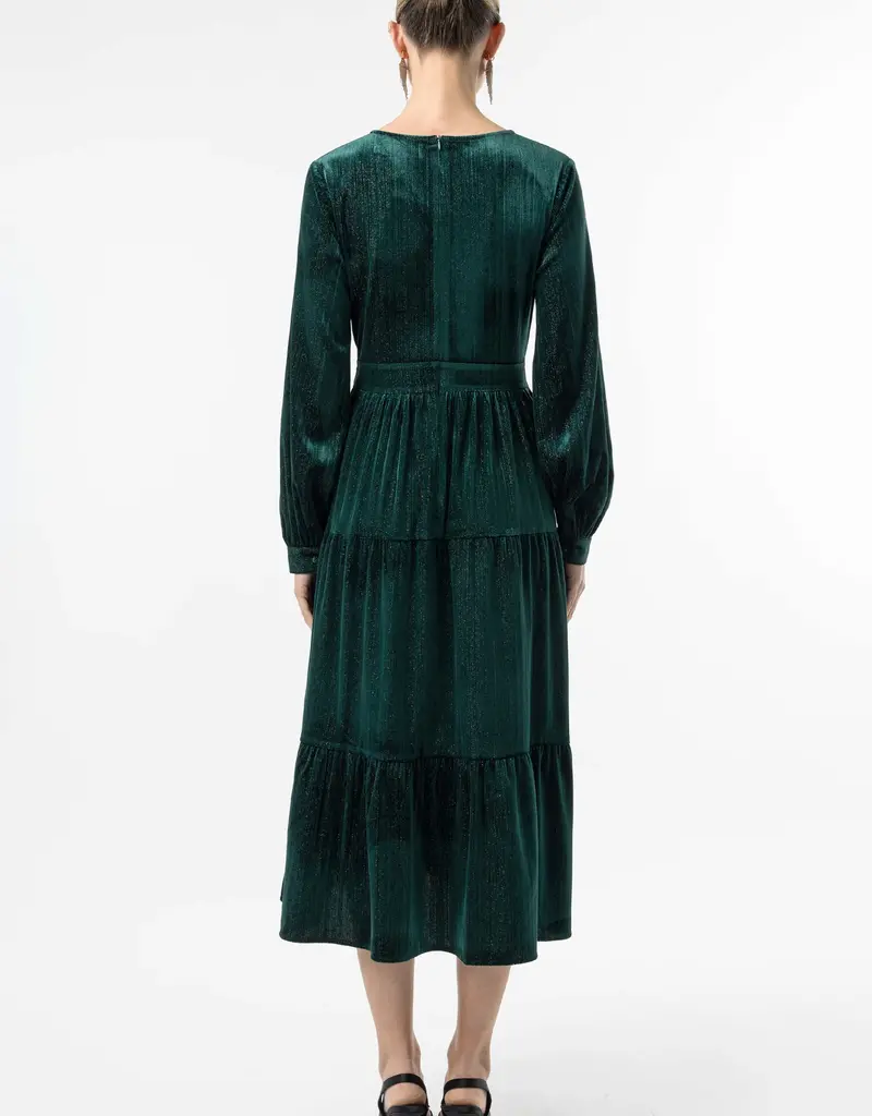 Angel Eye Cigar Tiered Sparkle Velvet Midi (FINAL SALE)