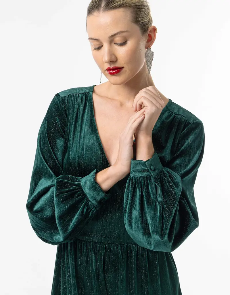 Angel Eye Cigar Tiered Sparkle Velvet Midi (FINAL SALE)