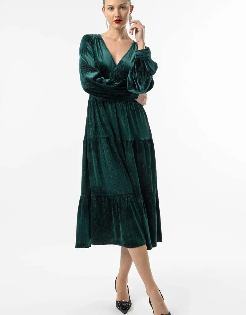 Angel Eye Cigar Tiered Sparkle Velvet Midi (FINAL SALE)