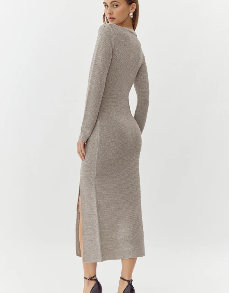 Adelyn Rae Estelle Metallic Knit Midi Dress
