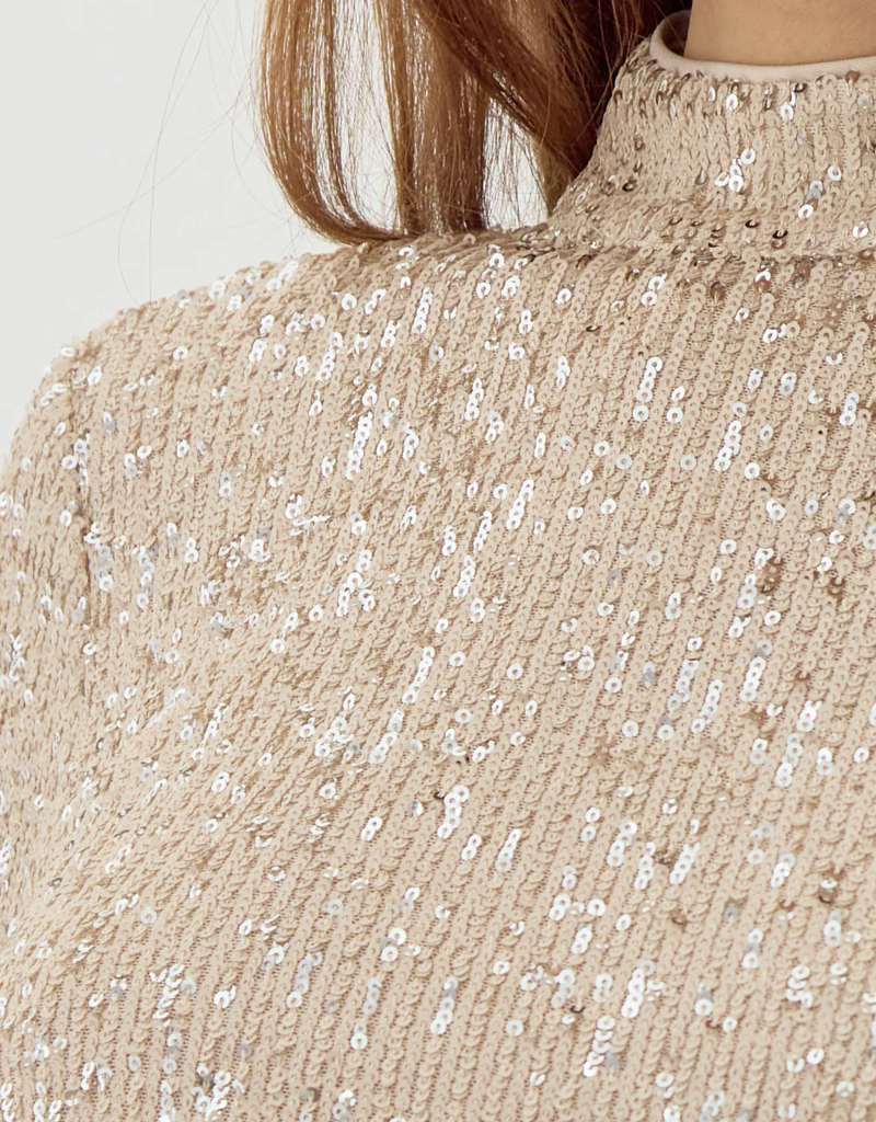 Adelyn Rae Cara High Neck Sequin Blouse