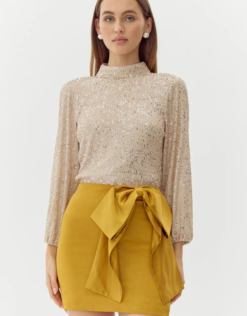 Adelyn Rae Cara High Neck Sequin Blouse