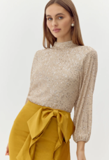 Adelyn Rae Cara High Neck Sequin Blouse