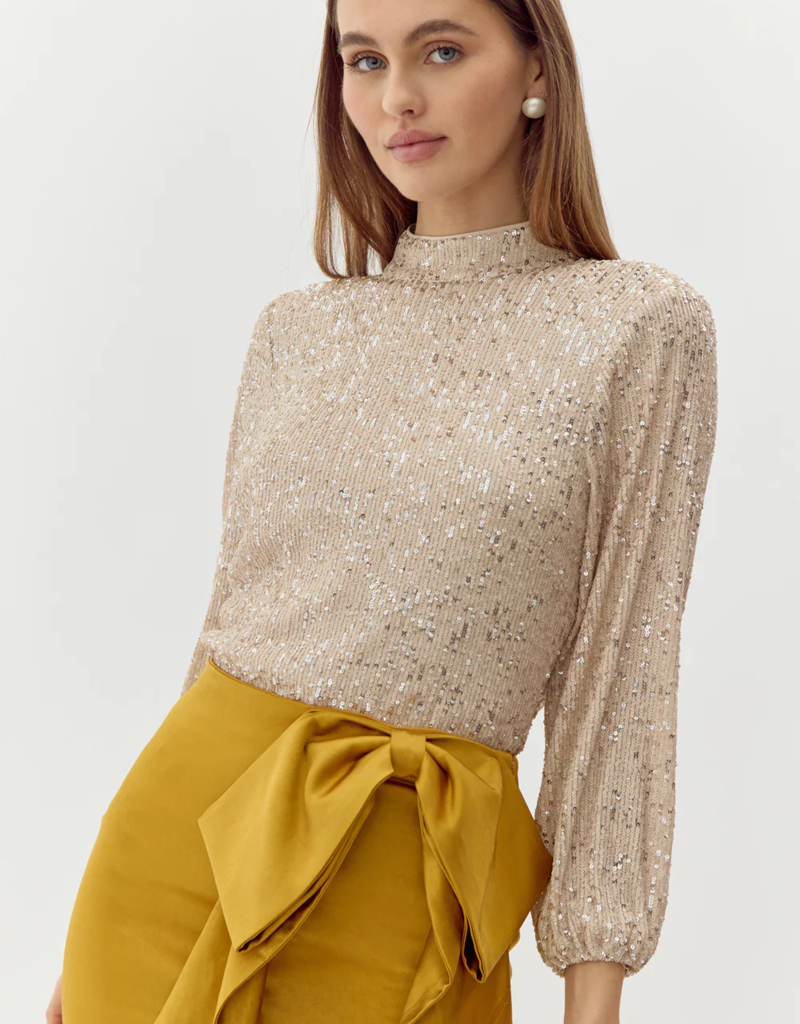 Adelyn Rae Cara High Neck Sequin Blouse